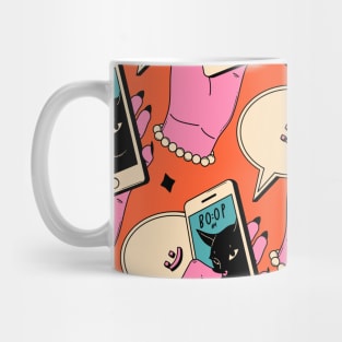 Boop Nose Black Cat Pattern in orange Mug